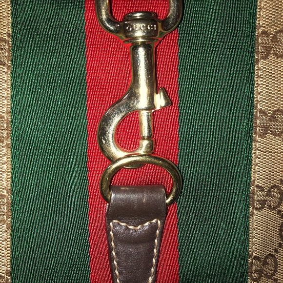 Gucci Hand bag monogram leather and canvas. - Picture 2 of 5